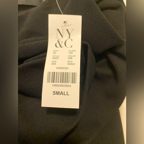 NEW YORK & COMPANY MIDI BLACK DRESS With Flowers on left shoulder size small NWT - Picture 4 of 14